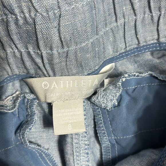 Athleta Cabo linen jogger women’s 8 blue gray pants vacation capsule resort - Picture 4 of 6